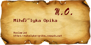 Mihályka Opika névjegykártya